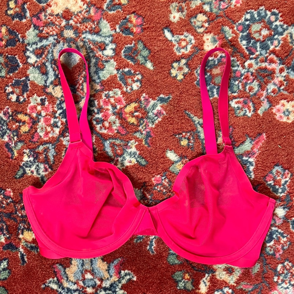 CUUP sheer Plunge bra in Fuscia - Picture 4 of 4